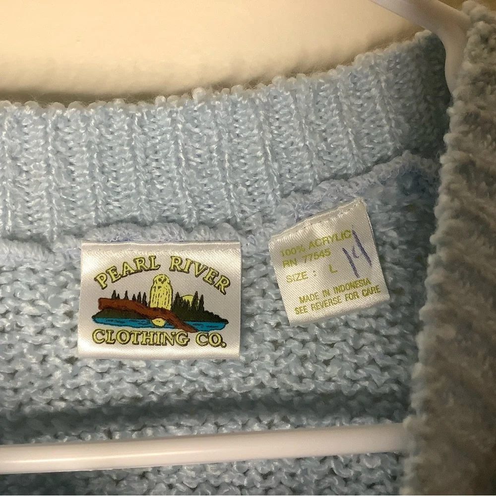 < Vintage Pearl River Baby Blue Acrylic Sweater > - Picture 2 of 4